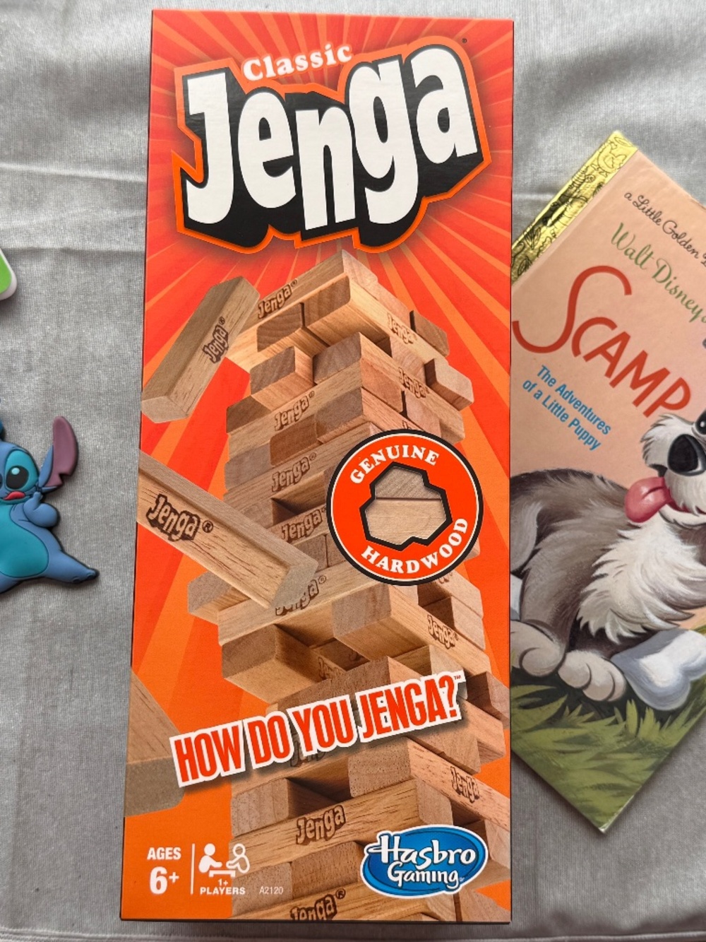 Family night Bundle Jenga + Disney Scamp Book + FREE Stitch Keychain